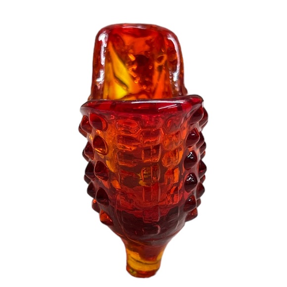 Vintage 70’s Fenton Persimmon Orange Hobnail 6" Long Cat Head Slipper Shoe - Picture 4 of 5